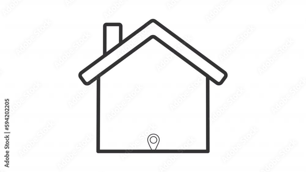 Poster home location linear animation. map pointer. house searching. property value estimator. finding buil