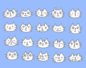 いろんな顔のねこ（うすむらさき）