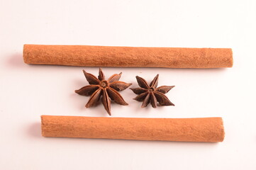 Cinnamon stick and star anise spice.