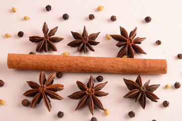 Obraz na płótnie Canvas Cinnamon stick and star anise spice.