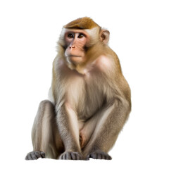 Wildlife Barbary Macaque Monkey, Front View Ape Portrait. Generative AI