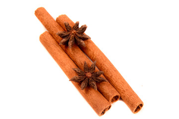 Cinnamon stick and star anise spice.