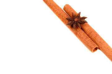 Cinnamon stick and star anise spice.