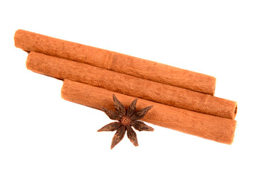 Cinnamon stick and star anise spice.