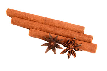 Cinnamon stick and star anise spice.