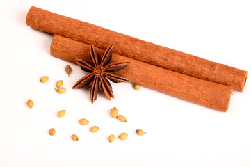 Cinnamon stick and star anise spice.