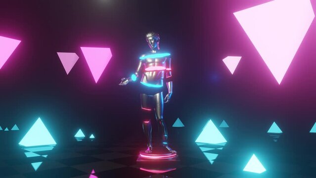 Vaporwave Aesthetic, Statue and Neon Light