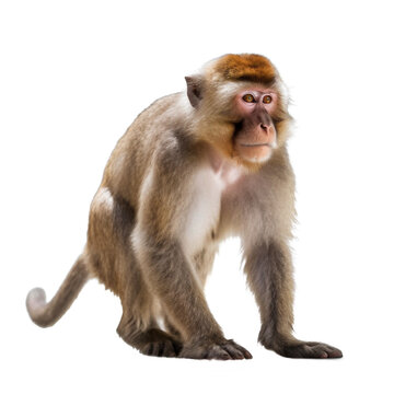 Old World Monkey, Barbary Macaque side View Ape. Generative AI