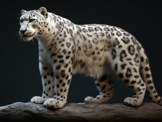 Snow leopard Irbis - Black background