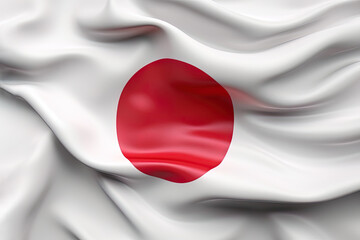 red circle and white background, waving the national flag of Japan, waved a highly detailed close-up. Created with Generative AI Technology