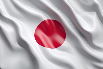 red circle and white background, waving the national flag of Japan, waved a highly detailed close-up. Created with Generative AI Technology