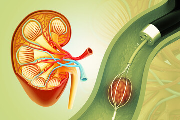 Remove kidney stones. 3d illustration