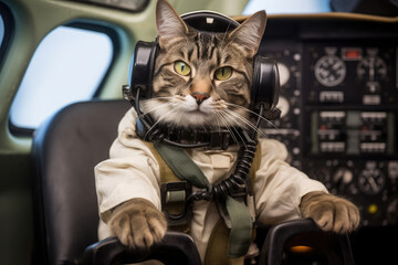Cat with Pilot glasses, generative ai