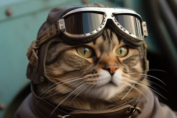Cat with Pilot glasses, generative ai