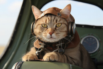 Cat with Pilot glasses, generative ai