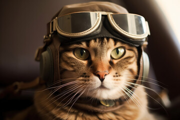 Cat with Pilot glasses, generative ai
