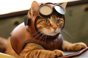 Cat with Pilot glasses, generative ai
