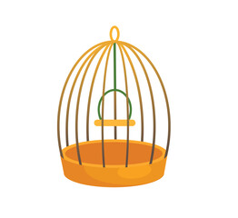 Concept Pet zoo parrot cage. This is an illustration of a flat, vector, cartoon-style parrot cage concept, designed with a modern aesthetic. Vector illustration.