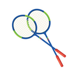Concept Sport goods tennis. This illustration features two tennis rackets on a white background. Vector illustration.