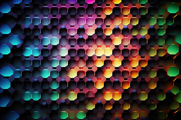 Generative AI illustration abstract background of bright multicolored geometric ornament small squares forming mosaic pattern