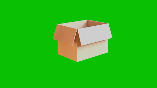 3d model of a cardboard box rotating 360 degrees on a green screen