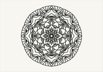 Circular pattern in form of mandala with flower for Henna, Mehndi, tattoo, decoration. Decorative ornament in ethnic oriental style. Outline doodle hand draw vector illustration.