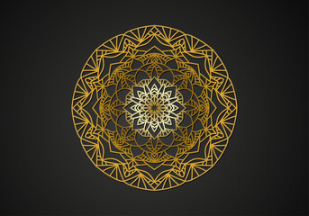 luxury ornamental mandala design background in gold color