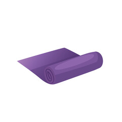 Concept Camping sleeping mat. This is a flat, vector illustration of a camping mat designed in a cartoon concept with a violet color scheme. Vector illustration.