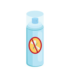 Concept Camping antimosquitos spray. This illustration depicts a flat, vector design concept of a cartoon-style antimosquitos spray bottle that would be useful for camping. Vector illustration.