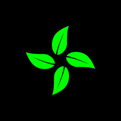  Leaf for nature icon isolated on black background 