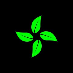  Leaf for nature icon isolated on black background 