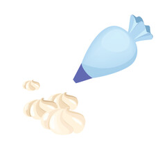 Concept Cooking whipped cream. This is a flat vector illustration of a concept design for whipped cream, perfect for use in cooking or baking-themed projects. Vector illustration.