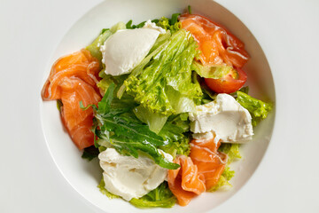 Salad with mozzarella and salmon