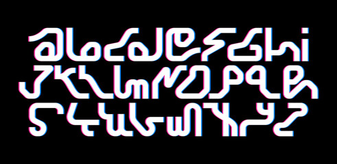 Cyberpunk Alphabet, a sci-fi inspired font with a high-tech futuristic design, with neon lettering lines representing techno culture. It's perfect for games, sports or any project.