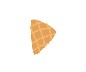 Concept Ice-cream decorations waffle. The illustration is a flat, vector, and cartoon design featuring a golden brown waffle for decorating ice cream, set on a white background. Vector illustration.