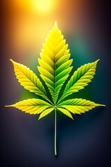 A green marijuana leaf on a coloured background