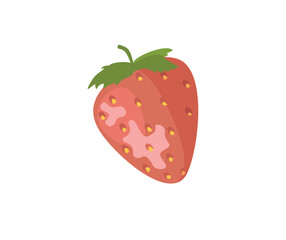 Concept Ice-cream decorations strawberry. This illustration features a flat vector design of a juicy red strawberry on a white background. Vector illustration.