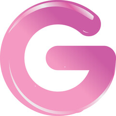 Pink bold alphabet letter G