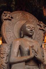 Buddhism Religion Golden Temple Image Sough-East Asian Praying Statue