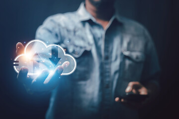 cloud technology concept Global network of metaverse systems exchange of information global business Megatrends on the Internet for Telecommunication
