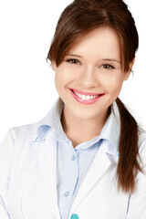 Young cute woman isolated on white background