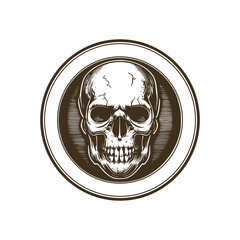Vintage logo of a skull. an old-school logo of a skeleton. Aesthetic retro logo for Halloween isolated on white background. vector logo.