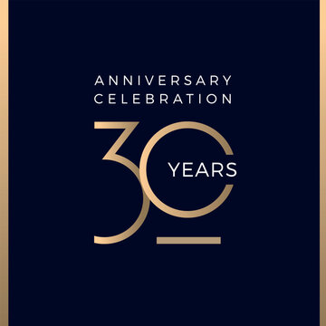 Thirty years celebration event. 30 years anniversary sign. Vector design template.