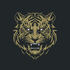 Tiger face vector illustration. Tiger print.