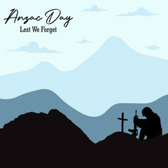 anzac day lettering vector. suitable for card, banner, or poster