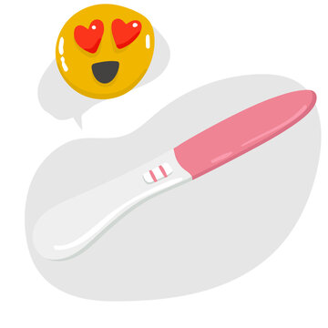 HCG Pregnancy test with negative result, one strip or stick meaning not pregnant woman. Feminine item. Flat vector illustration isolated on white background,