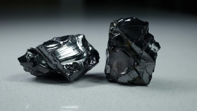 4k 30p Russian Elite Shungite Crystal Stone. Macro nature crystal gemstone high-quality product shots.