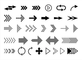 Collection of different  arrows black icons vector illustration