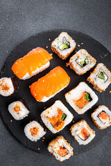 sushi rolls snack seafood meal food on the table copy space food background rustic top view