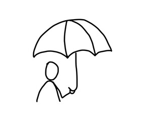 schutzschirm oder auch eine Person mit Regenschirm, Icon als Vektor